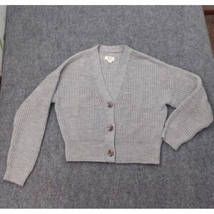 Maeve Sweater Small Gray Cardigan Button Up Short Long Sleeve V Neck